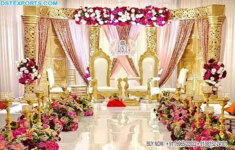 Golden Open Style Wedding Reception Stage