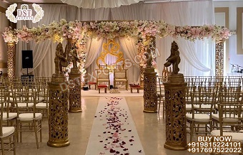 Indian Wedding Golden Carved Pillar Mandap Decor