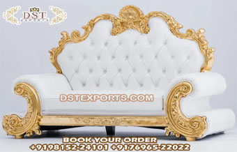 White Golden Two Seater Loveseat For Wedding