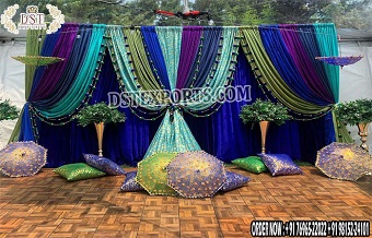 Peacock Theme Backdrop Curtains for Outdoor Mehndi