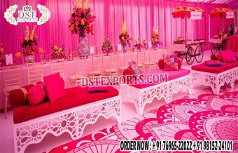 Stylish Sangeet Decor Mehndi Seating Benches