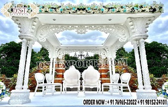 Classy Outdoor Wedding Triple Pillars Mandap