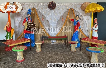 Punjabi Dancing Statues Decor For Theme Parties