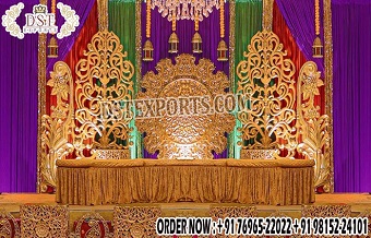 Traditional Mehndi Stage Decor With Fiber Frames