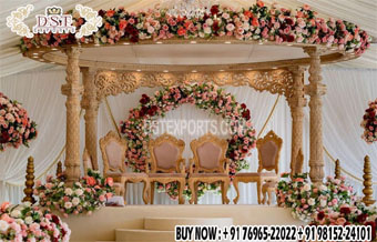 Exclusive Indoor Wedding Wooden Carved Mandap