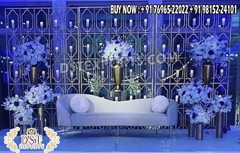 Modern Wedding Ceremony Decor with Candle Lit Pane