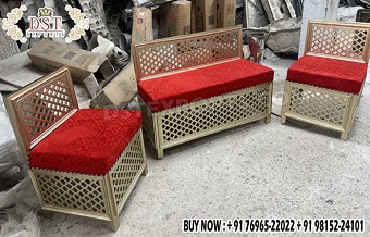 Wooden Moroccan Sofa for Outdoor Mehendi Ceremony