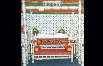 Wedding White And Golden Sankheda Swing Set