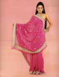 Wedding Dark Pink Georgette Saree