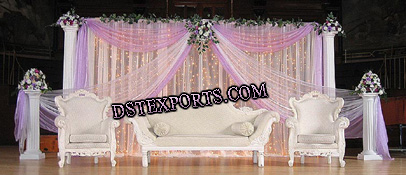 Indian Wedding White Carving Sofa set