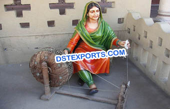 Wedding Charkha Lady Statue