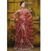 INDIAN WEDDING MAROON EMBROIDERY SAREE