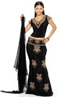 INDIAN WEDDING BRIDAL BLACK LEHENGA