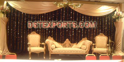 WEDDING RECEPTION  STAGE  WITH  GOLDEN FURNITURE