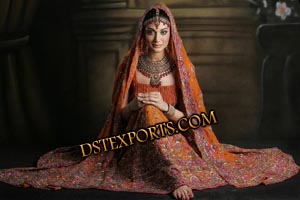 WEDDING ORANGE EMBROIDERY LEHANGAS