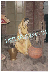 FIBER PUNJABI  LADY WITH MADHANI STATUE