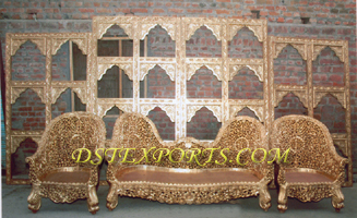 INDIAN WEDDING GOLDEN CARVED SOFA SET