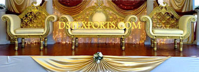 WEDDING GOLDEN METAL CARVED SOFA SET
