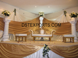 WEDDING RECEPTION STAGE GOLDEN SOFA