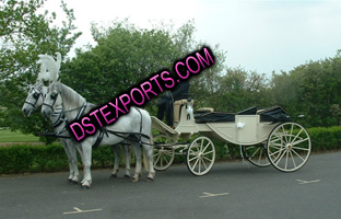 WEDDING WHITE IVORY HORSE DRAWN CARRIAGE