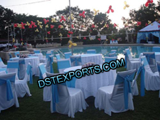 DESIGNER CHAIR COVERS WITH  SKY BLUE SASHAS