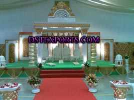 WEDDING WHITE GOLDEN ROMAN MANDAP