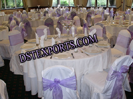 WEDDING WHITE CHAIR COVER WITH SATIN SASHAS