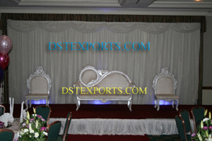 ASIAN WEDDING SILVER LOVE SEATS