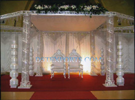 WEDDING SILVER METAL CRYSTAL MANDAP