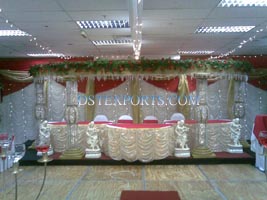 ASIAN WEDDING CRYSTAL PILLARS STAGE SET
