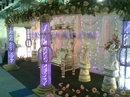 WEDDING SANKHEDA SWING STAGE WITH CRYSTAL PILLARS