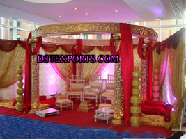 INDIAN WEDDING GOLDEN CARVING  MANDAP