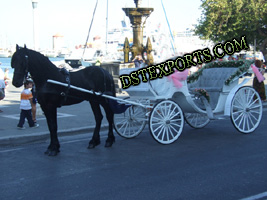 NEW WHITE VICTORIA HORSE CARRIAGE