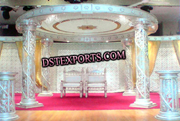 WEDDING SILVER CARVED CRYSTAL MANDAP