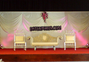 WEDDING GOLDEN SOFA SET WITH BACKDROP