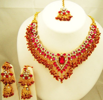 INDIAN WEDDING DARK PINK BRIDAL JEWELLERY