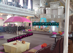 WEDDING MEHANDI STAGE WITH PINK UMBRELLA