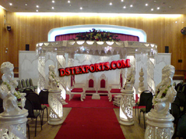 WEDDING SIX PILLARS FIBER CRYSTAL MANDAP