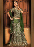 INDIAN BRIDAL HEAVY GREEN LEHENGA