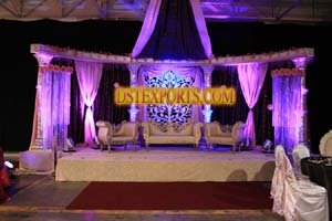 ASIAN WEDDING STAGE WITH CRYSTAL FLOWER BACKDROP