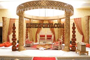 WEDDING FIBER GOLDEN CARVED MANDAP