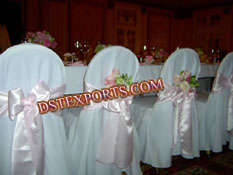 WEDDING CHAIR COVER WITH PINK SASHAS