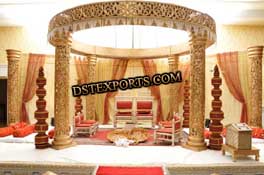 INDIAN WEDDING FIBER GOLDEN CARVED MANDAP