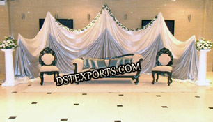 ASIAN WEDDING STAGE WITH ANTIQUE BLACK FURNITURE
