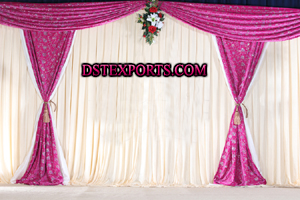 WEDDING WHITE PINK STAGE BACKDROP