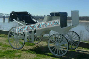 WHITE BLUE VICTORIA HORSE DRAWN BAGHI