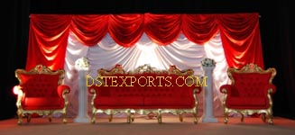 WEDDING RED GOLDEN FURNITURE STAGE