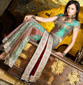 WEDDING PARTYWEAR TURQUOISE AND MAROON LEHENGA