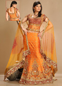 NEW WEDDING ORANGE LEHENGA CHOLI