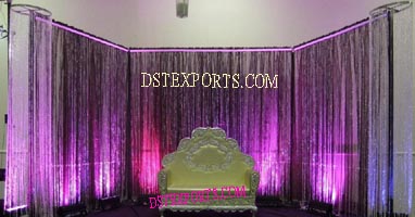 WEDDING STYLISH SOFA WITH CRYSTAL BACKDROP